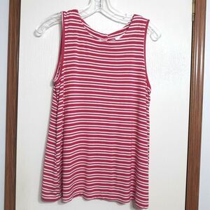 Andree By Unit Womens Sz Medium Red White Stripe Button Back Top